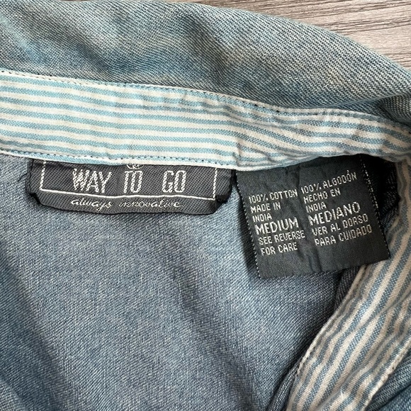 00s Denim Sleeveless 4th of July 2000 Button Up Shirt Embroidered Size M - Picture 4 of 6